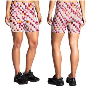 •BROOKS• Moment 5" Short‎ Tight in Pace Check Print in XL Running Performance